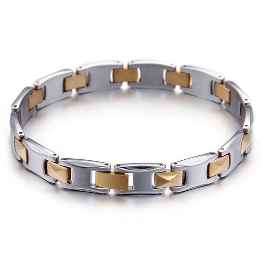 Elegant Gold Titanium Steel Bracelet for Men - Statement Accessory