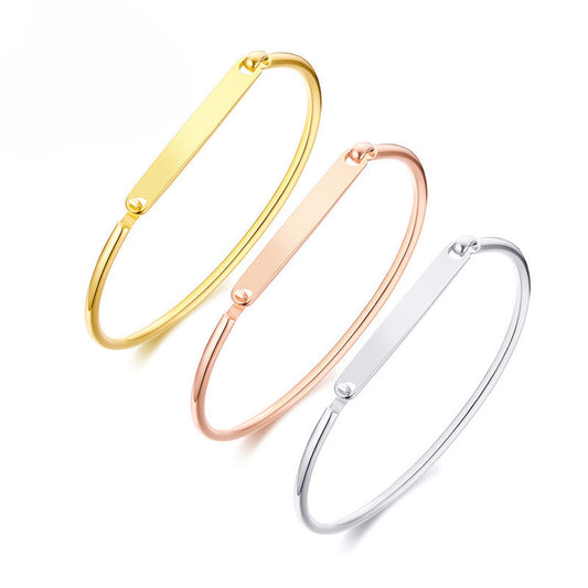 Korean Women's Curved Bracelet in Titanium Steel Gold