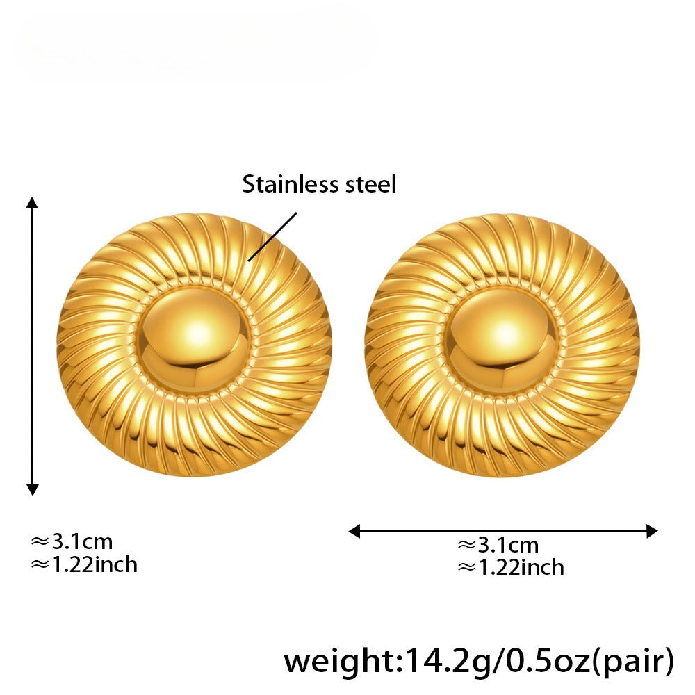 Planderful Circle Stud Earrings 18K Gold Plated For Women
