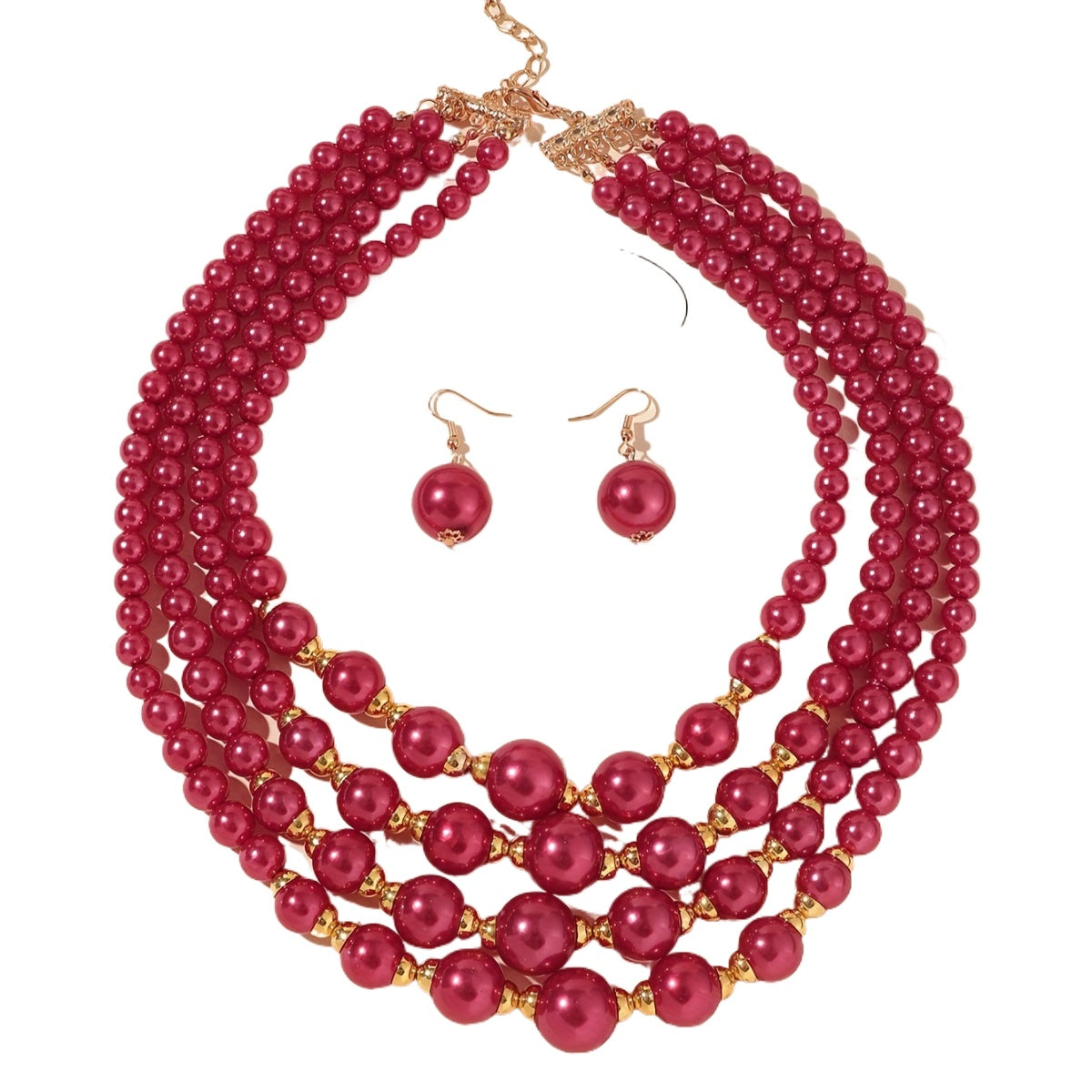 Planderful Savanna Rhythms Necklace and Earrings Set – Elegant Multi-Layer Design