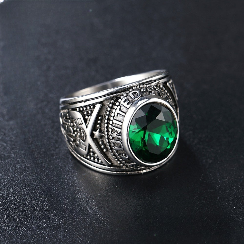 Planderful Titanium Steel Ring For Men Unisex Punk Zircon Durable Military Navy Design Protection