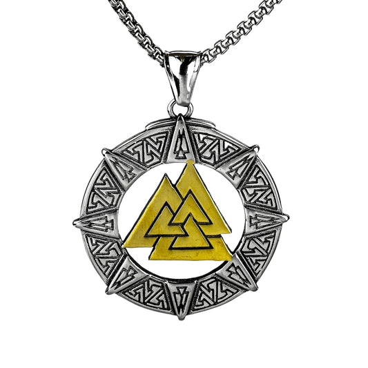 Planderful Shop Viking Triangle Titanium Steel Pendant For Men Retro Relief Necklace Norse Legacy