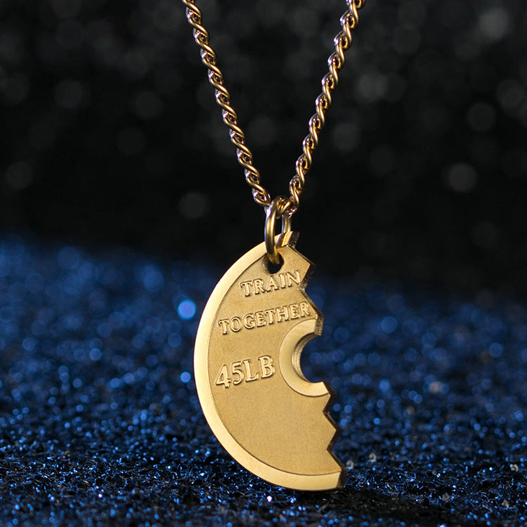 Planderful Premium Barbell Necklace For Couples Stainless Steel Fitness Jewelry Genderless Gift