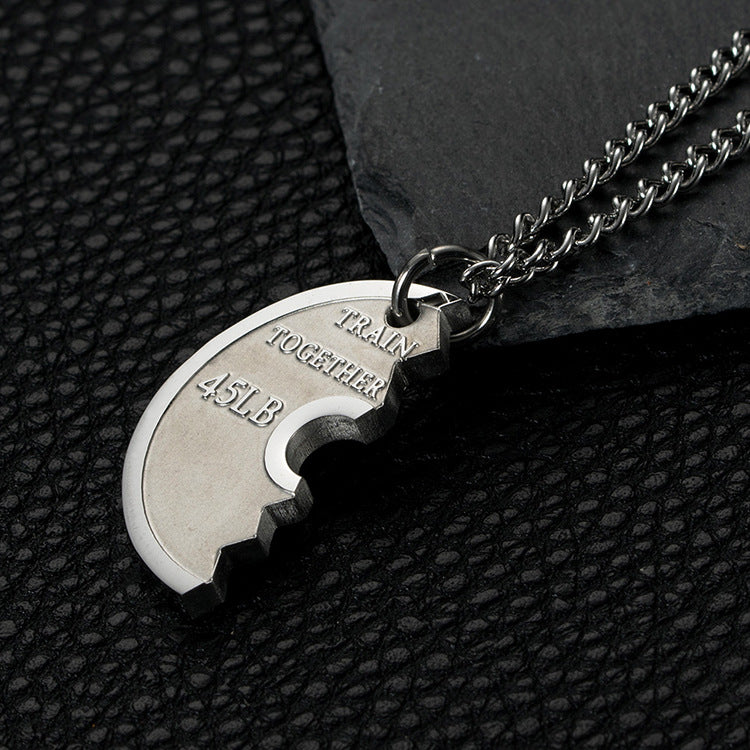 European And American Fitness Barbell Pendant Necklace