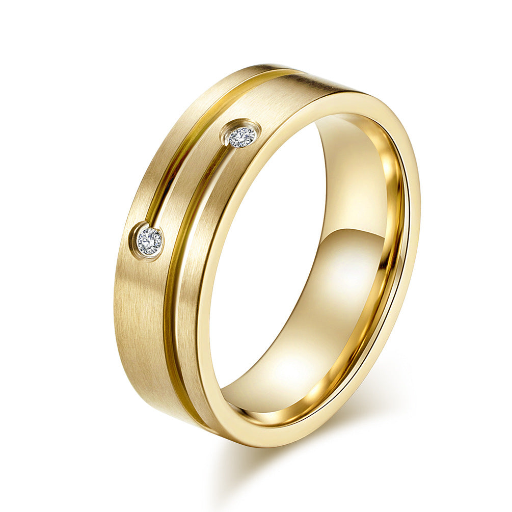 Stainless Steel Brushed Matte Ring – Double Striped