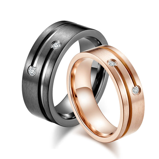 Stainless Steel Brushed Matte Ring – Double Striped