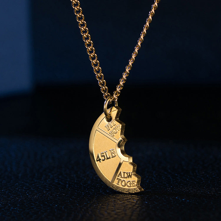 European And American Fitness Barbell Pendant Necklace