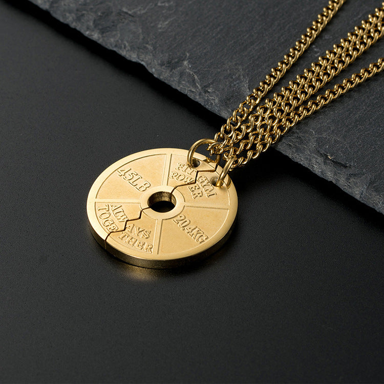 Planderful Premium Barbell Necklace For Couples Stainless Steel Fitness Jewelry Genderless Gift