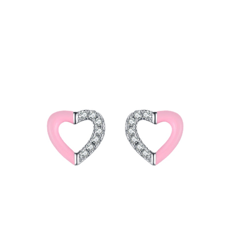 Sweet and Fashionable S925 Sterling Silver Heart-shaped Earrings
