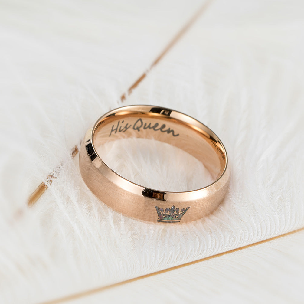 Stainless Steel Crown Couple Ring – King & Queen
