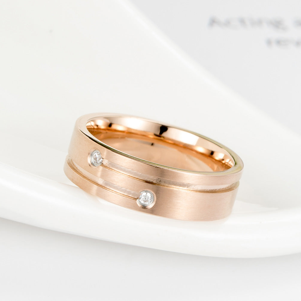 Stainless Steel Brushed Matte Ring – Double Striped
