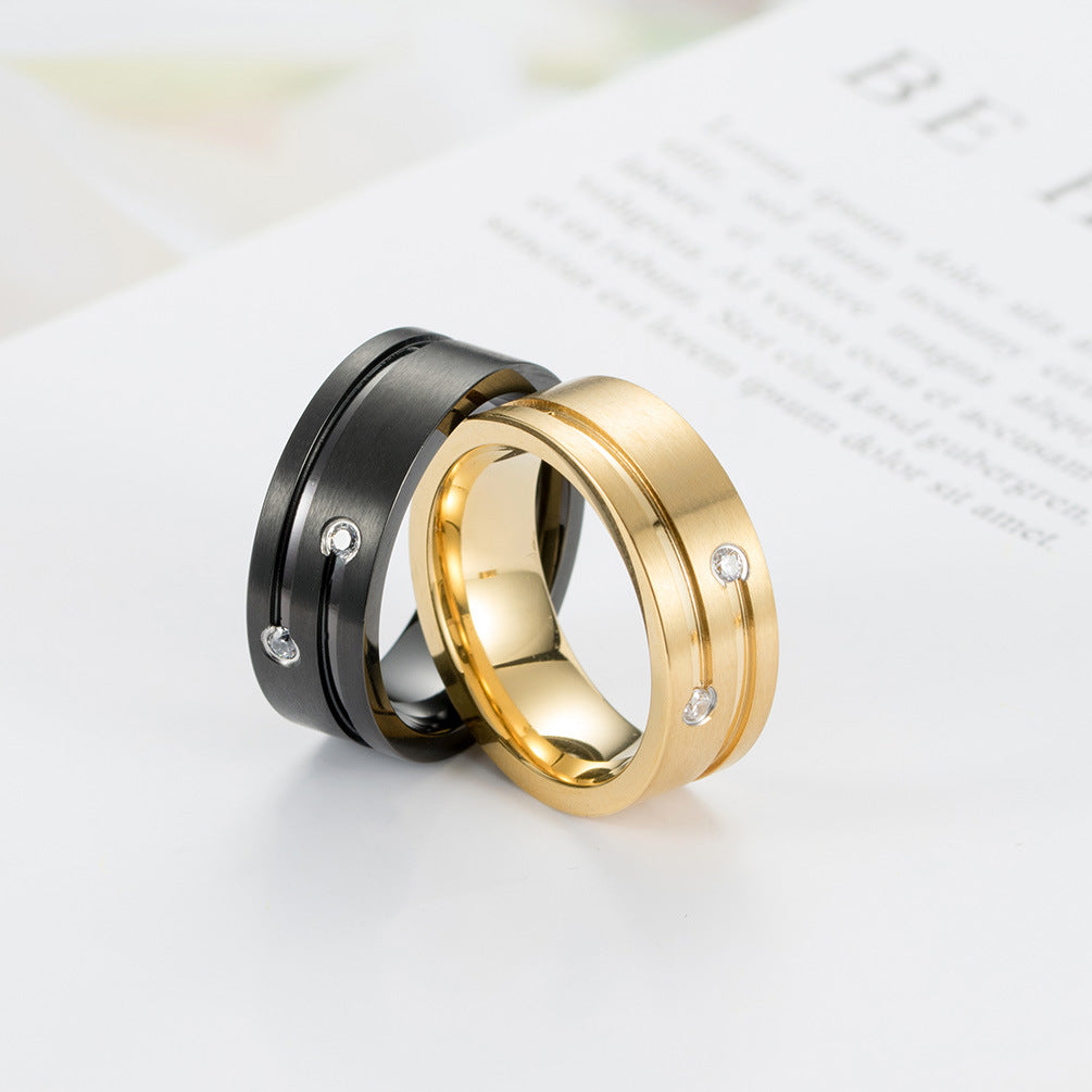 Stainless Steel Brushed Matte Ring – Double Striped
