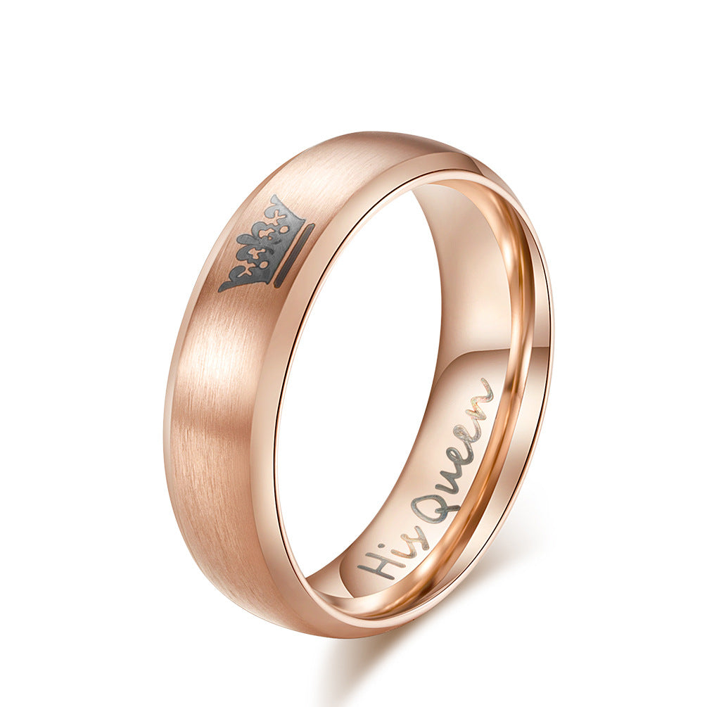 Stainless Steel Crown Couple Ring – King & Queen