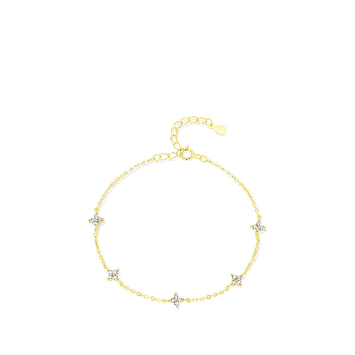 925 Sterling Silver Star Clover Zircon Bracelet