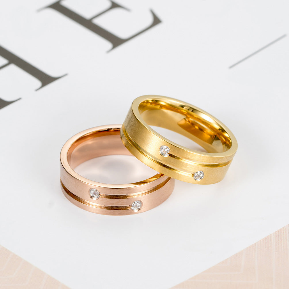 Stainless Steel Brushed Matte Ring – Double Striped