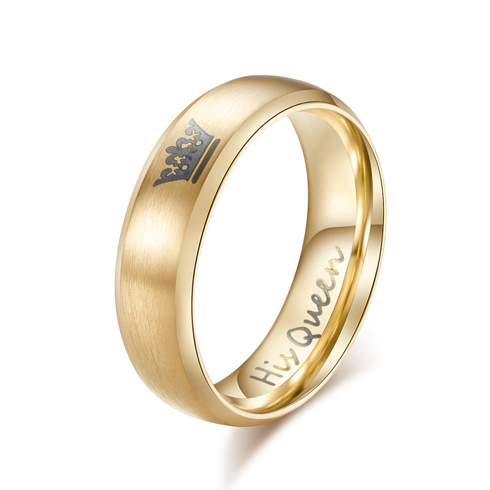 Stainless Steel Crown Couple Ring – King & Queen