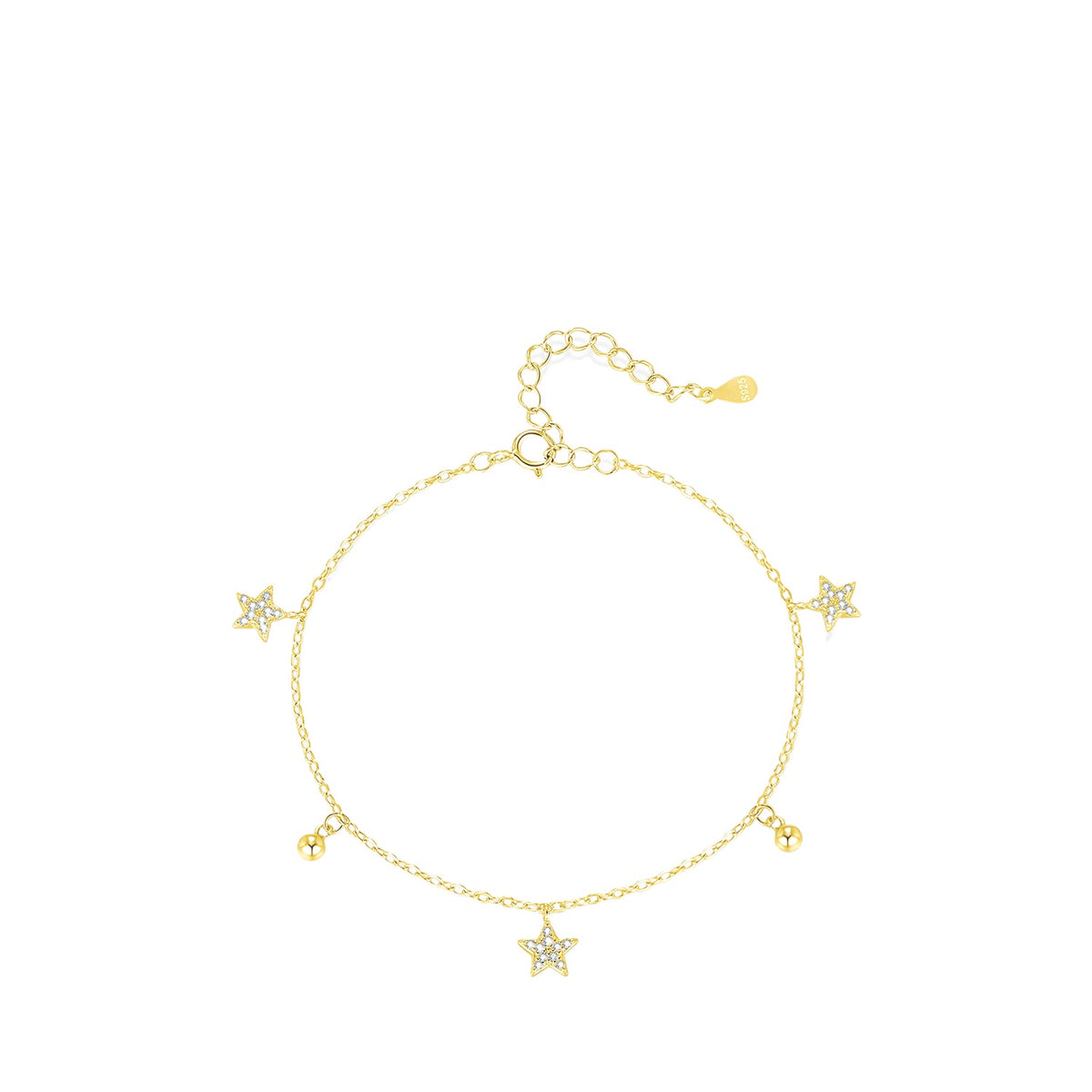925 Sterling Silver Star Clover Zircon Bracelet