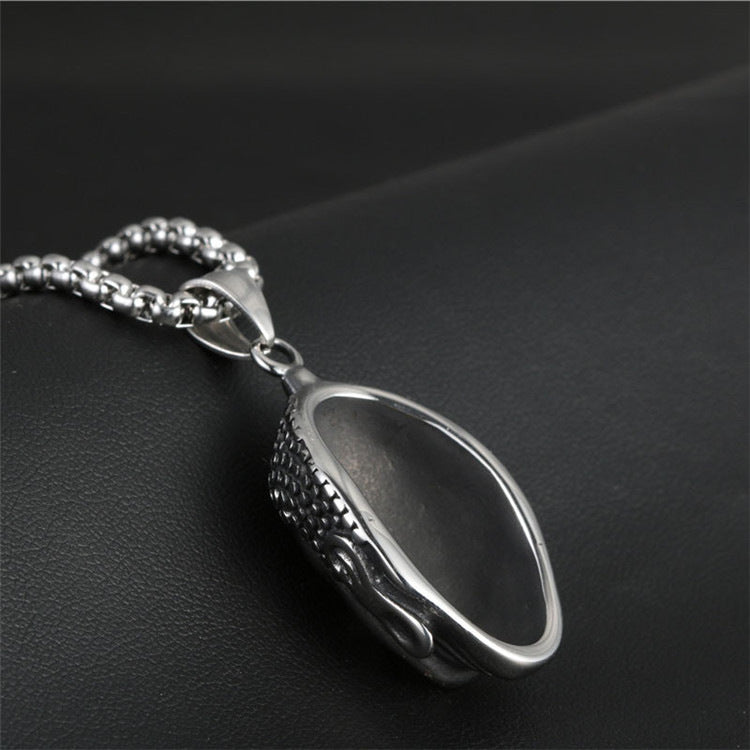 Retro Titanium Steel Buddha Head Necklace for Men - Trendy Exaggerated Religious Pendant