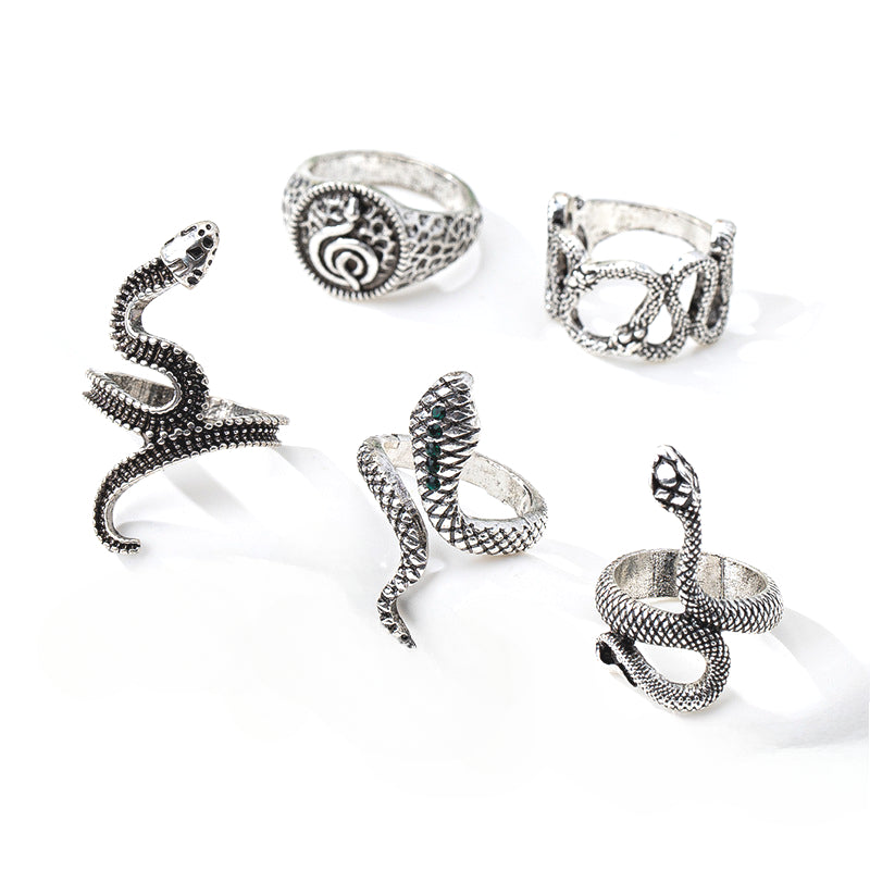 Planderful Retro Punk Snake Ring Set for Women Stylish Metal