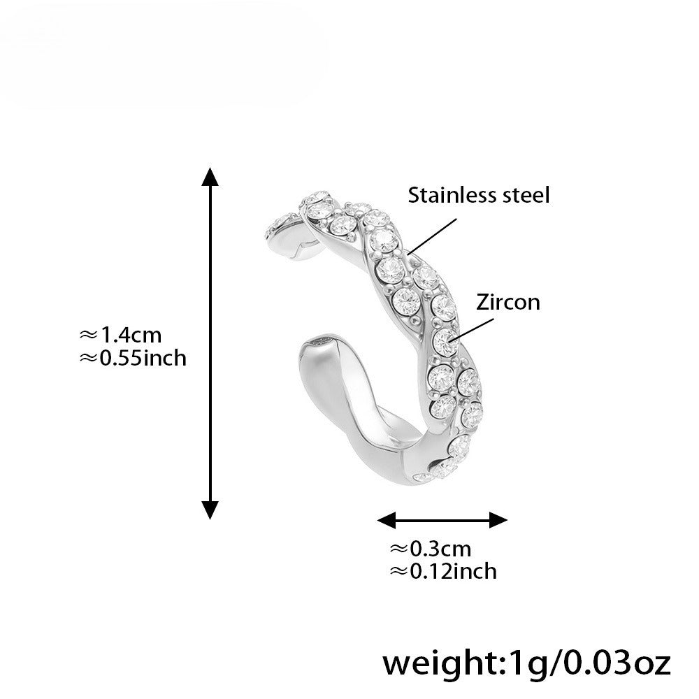 Planderful Women Zircon Ear Bone Clip Earrings 18K Gold