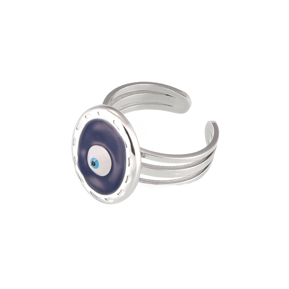 Devil's Eye Titanium Steel Multi-layer Ring with Dripping Oil Design