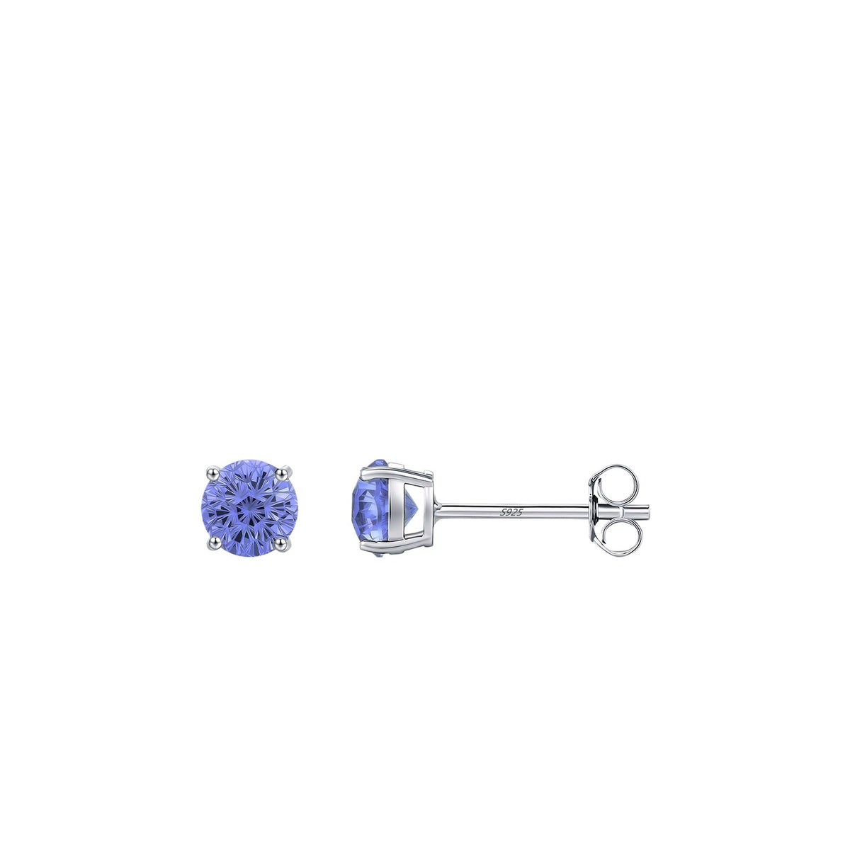 925 Sterling Silver Tanzanite-Color Fireworks-Cut Earrings