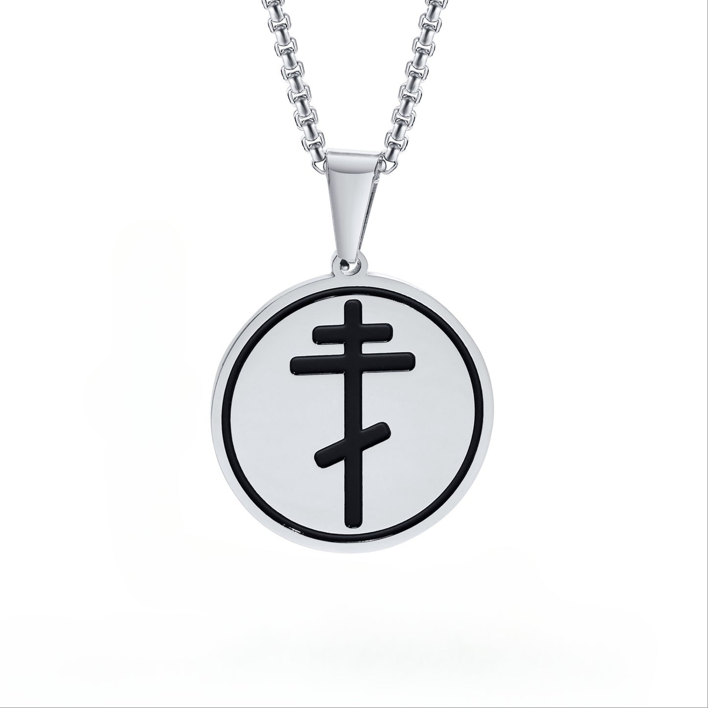 Cross-Border Stainless Steel Round Pendant Necklace for Men