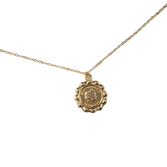 Retro Gold Coin Necklace Set with Personality Pendant and Clavicle Chains