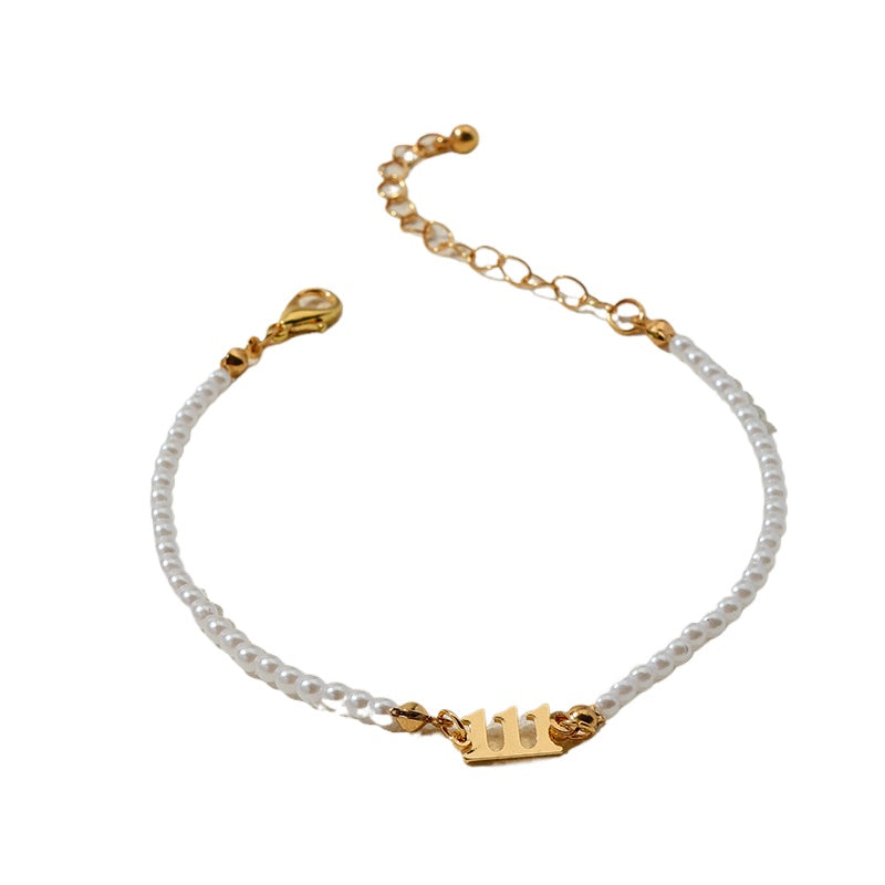 Pearl Chain Letter Pendant Bracelet - Vienna Verve Collection