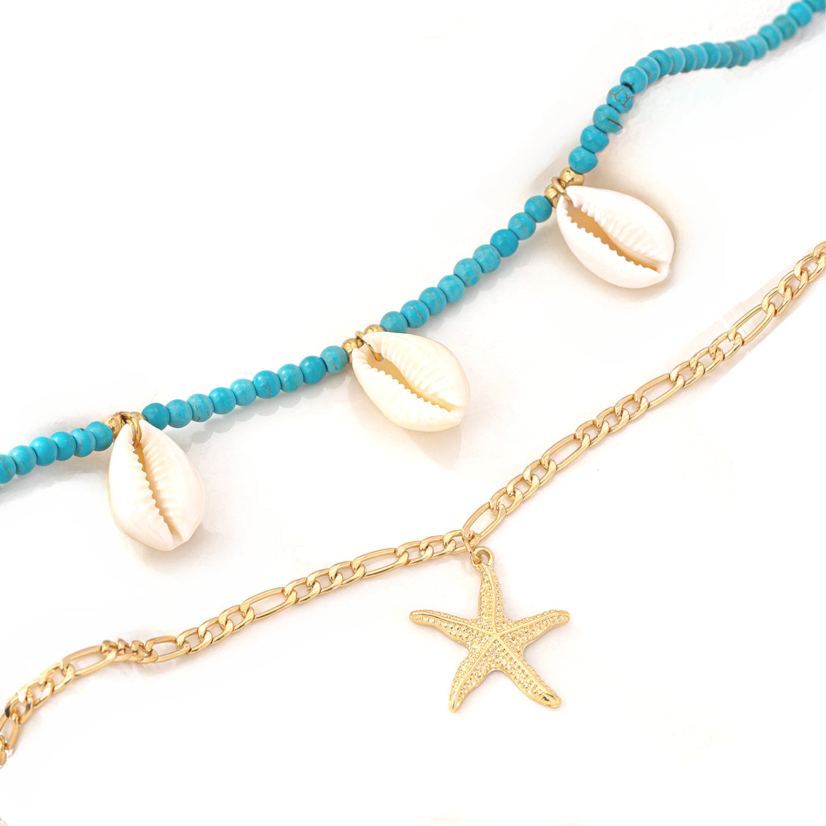 Planderful Vienna Verve Necklace Set – Bohemian Style with Shell and Starfish Pendants