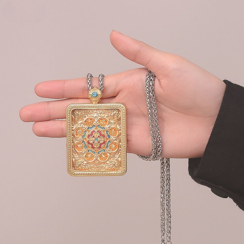 Steel Necklace - Elegant Bodhisattva Hand-Painted