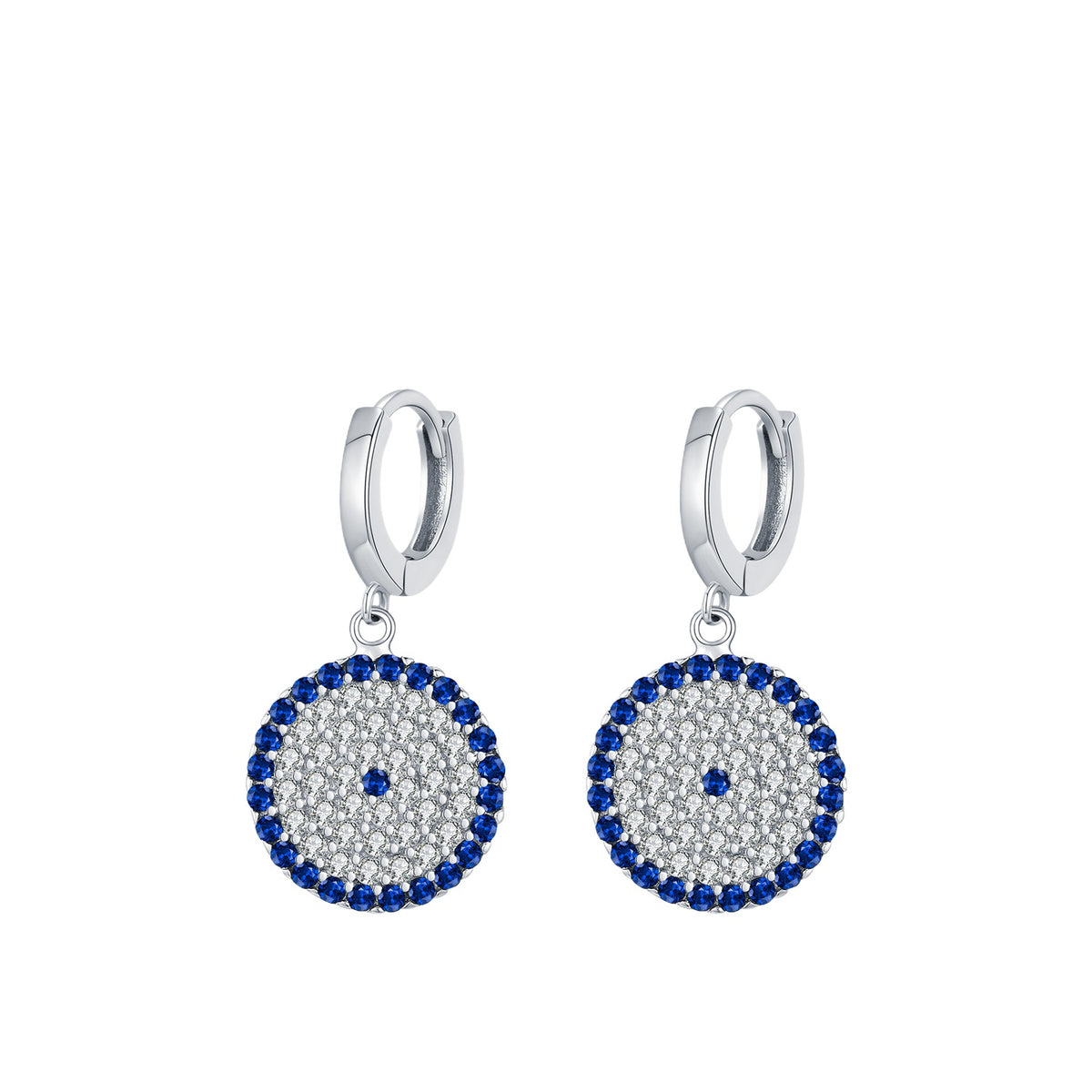 925 Sterling Silver Blue Eye Geometric Earrings