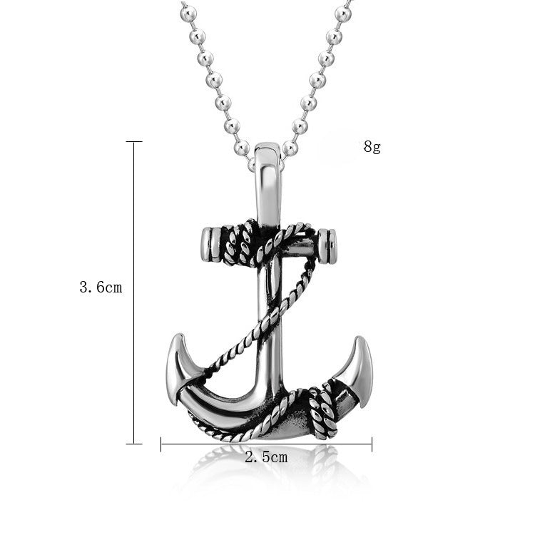 Planderful Naval Wind Anchor Pendant Titanium Steel Unisex Necklace For Men And Women Nautical Protection Charm