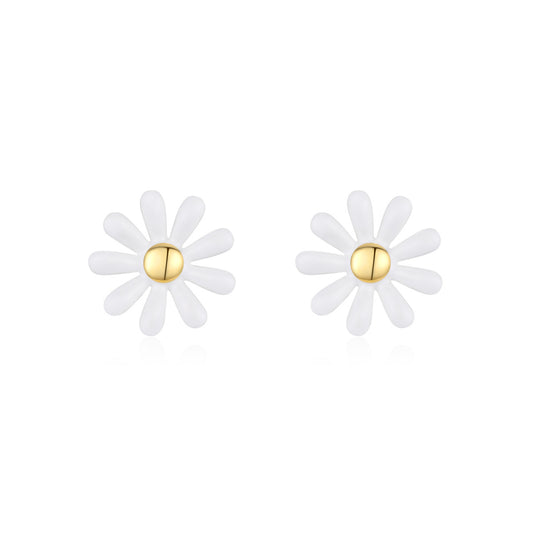S925 Silver Small Flower Earrings With Sweet Korean Daisy Design
