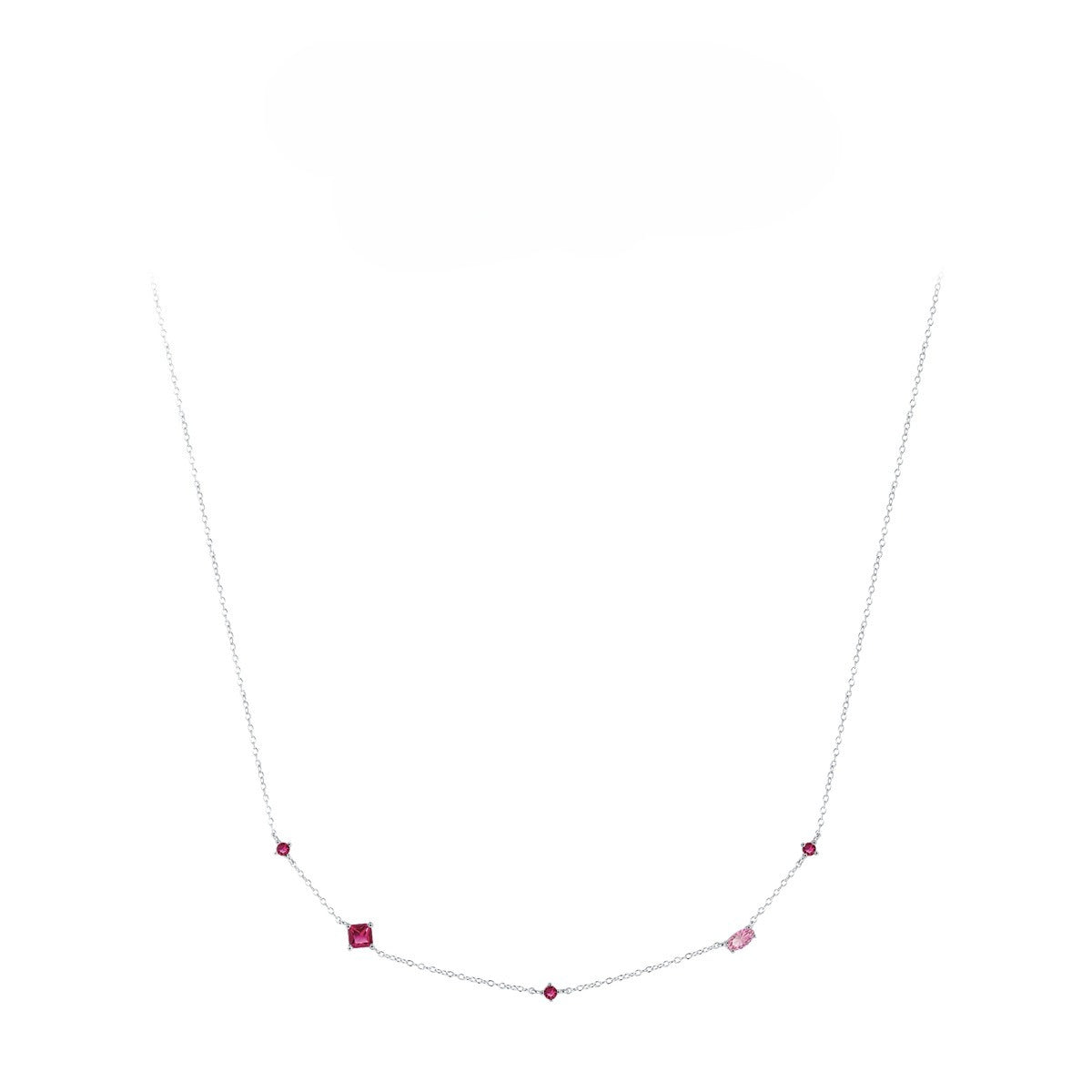 925 Sterling Silver Geometric Zircon Necklace
