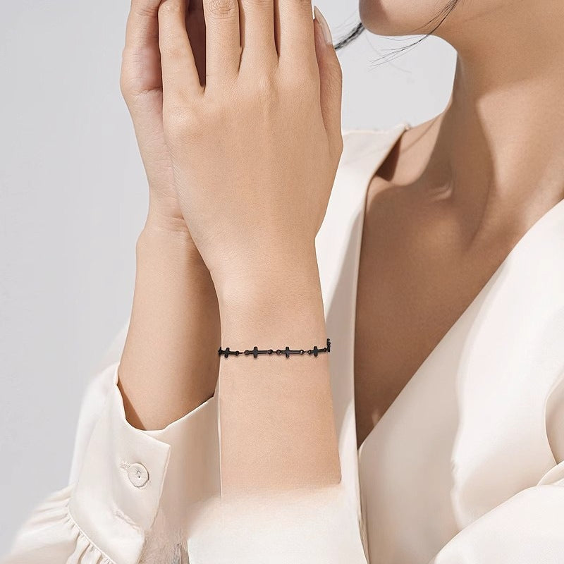 Planderful Jewelry Cross Love Bracelet Titanium Steel Non Fade Finish For Everyday Wear And Gift