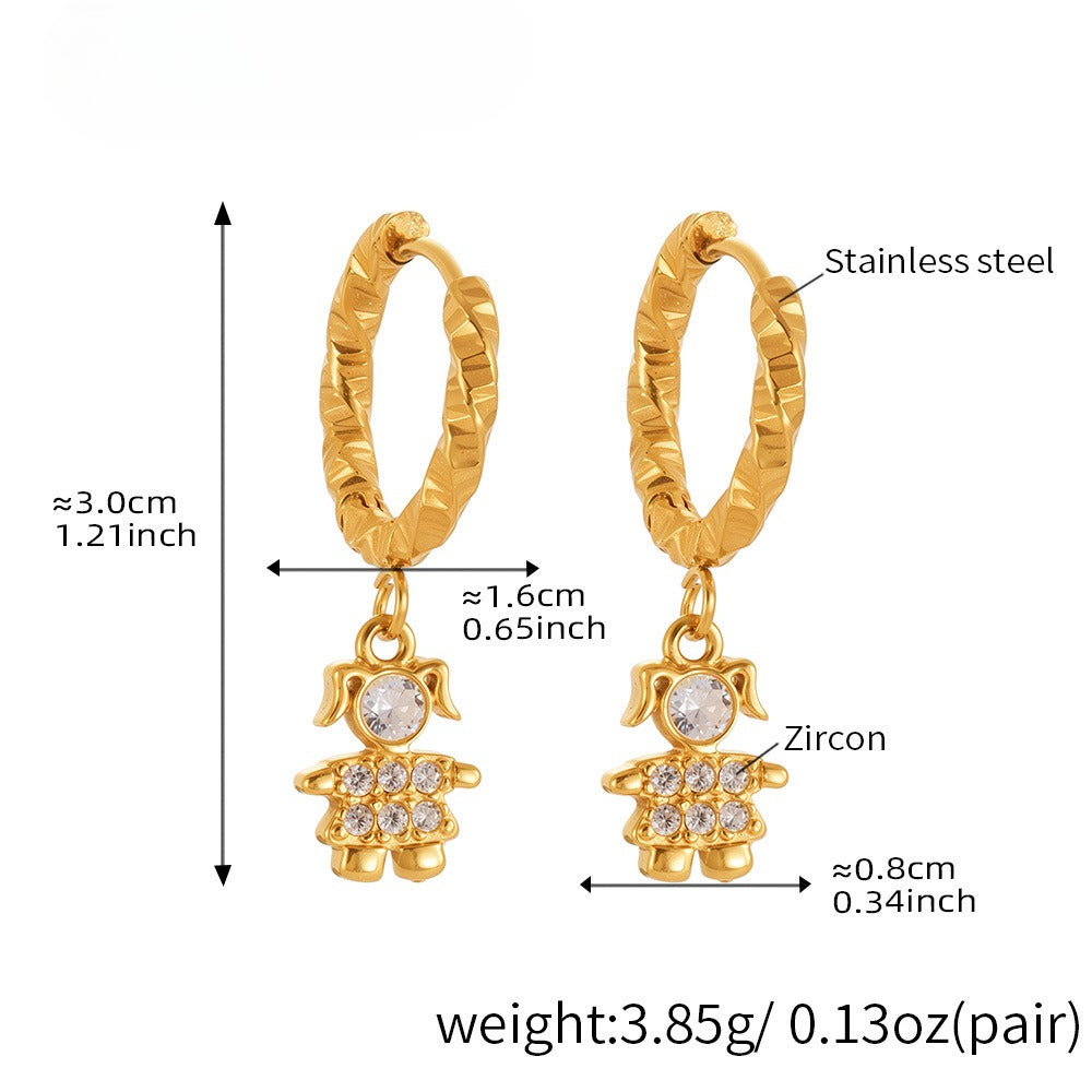 Planderful 18K Gold Plated Zircon Animal Earrings Women