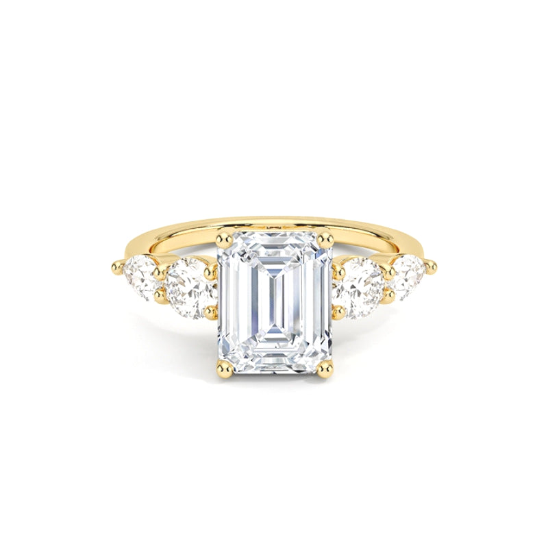 Fashion Ins Style Ring S925 Sterling Silver Moissanite 1.0 Carat Emerald Wedding Ring