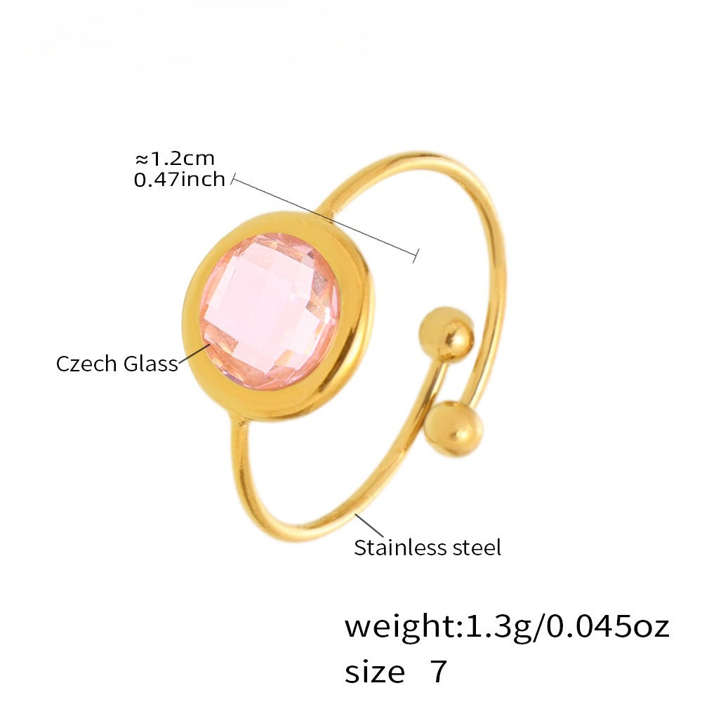 Planderful Crystal Glass Ring Women 18K Gold Plated Luxurious