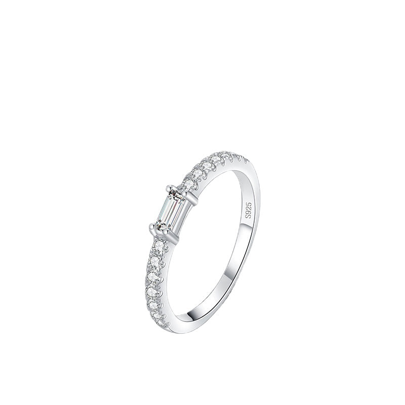 Shimmering Sterling Silver Zircon Ring - Everyday Genie Collection