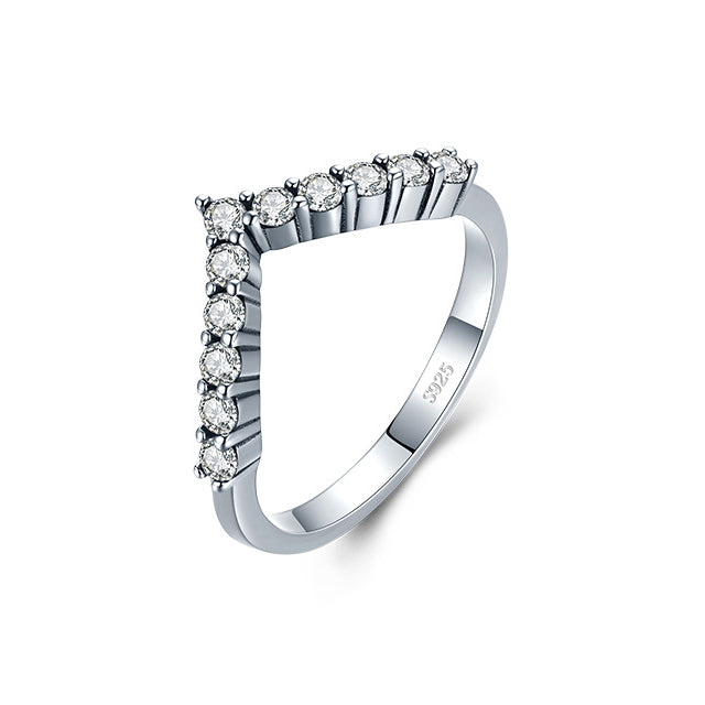 European and American Style Sterling Silver Zircon Crown Ring for Women