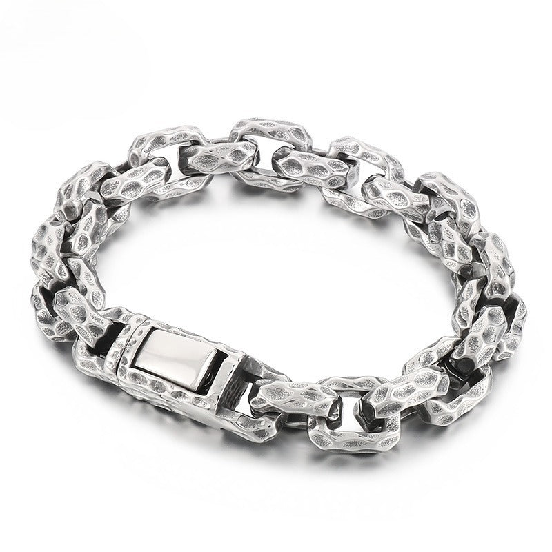 Planderful Hammered Titanium Stainless Mens Bracelet