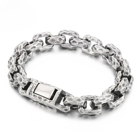 Planderful Hammered Titanium Stainless Mens Bracelet