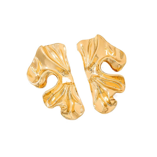 Planderful Vienna Verve Earrings – Stylish Irregular Gold Lace Design