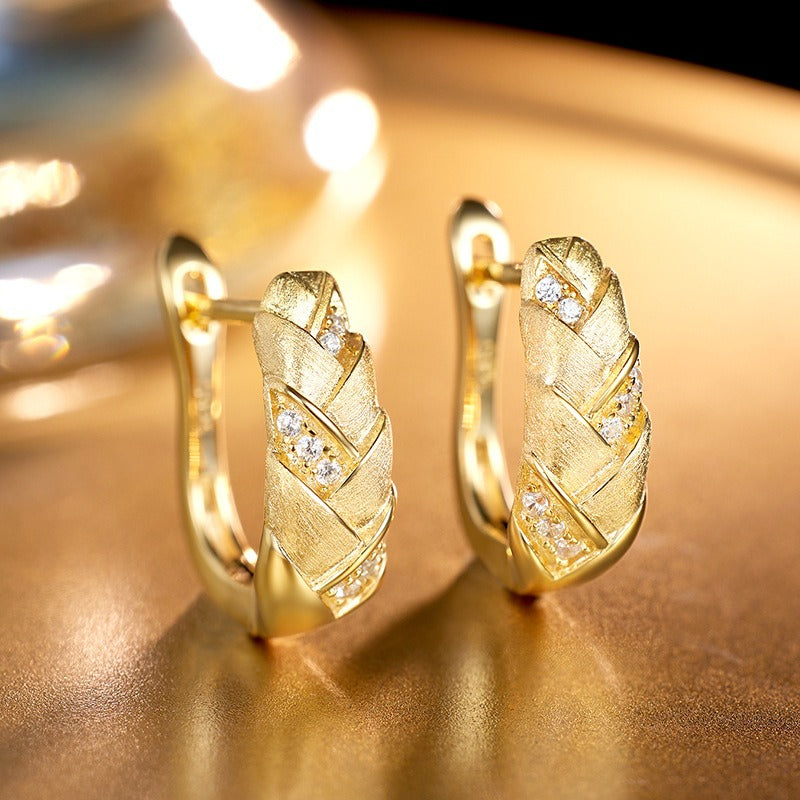 Planderful S925 Silver Wheat Ear Earrings Women Zircon Chic