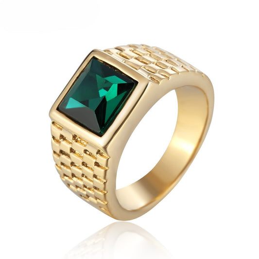 Planderful Gold Plated Zircon Ring Titanium Steel Unisex For Men And Women Durable Everyday Style