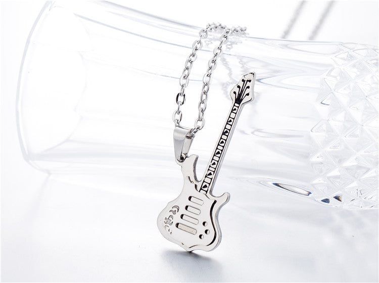 Planderful Everyday Genie Mens Necklace Durable Stainless Steel Titanium Pendant Multicolor Guitar Charm Unisex Jewelry