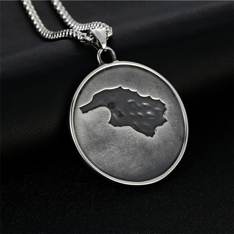 Titanium Steel Direwolf Pendant Necklace for Men - Vintage Punk Style Inspired by Song of Ice and Fire