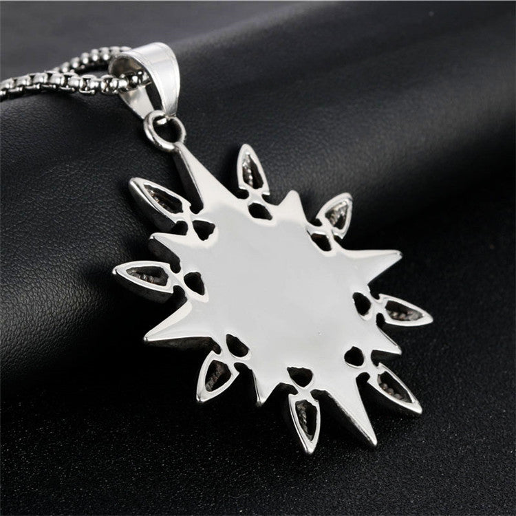Titanium Steel Rotating Compass Pendant Necklace for Trendy Men - Punk Sports Style