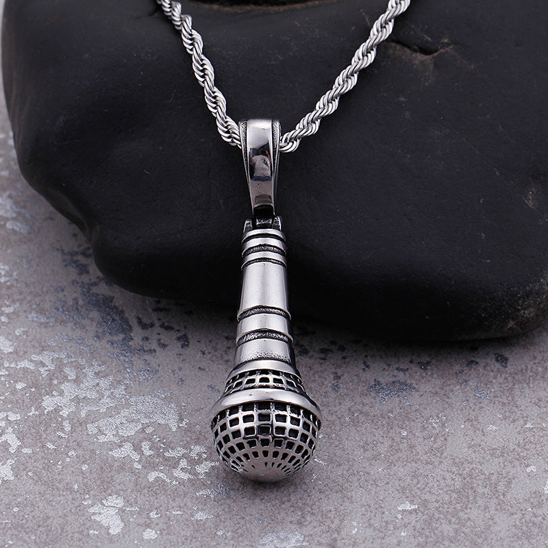 Hip-Hop Style Titanium Steel Microphone Pendant for Men